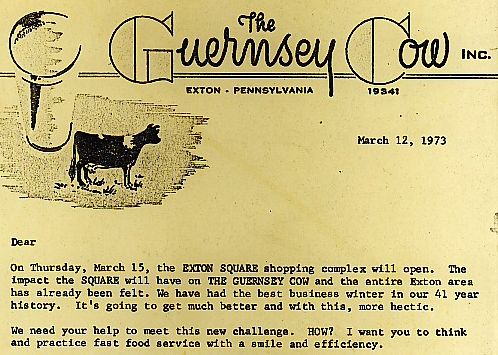 1973 Letter Exton Square Opening