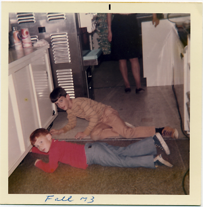 Kids search for change under the ice cream counter, 1973.
