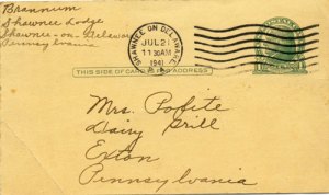July 1941 Postcard from Mrs. Brannum to Mrs. Polite Exton PA